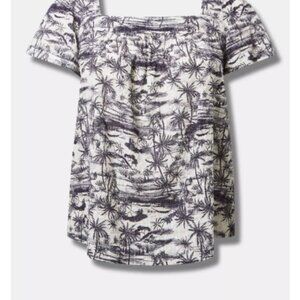 Torrid Clip Jacquard Square Neck Flutter Sleeve Top